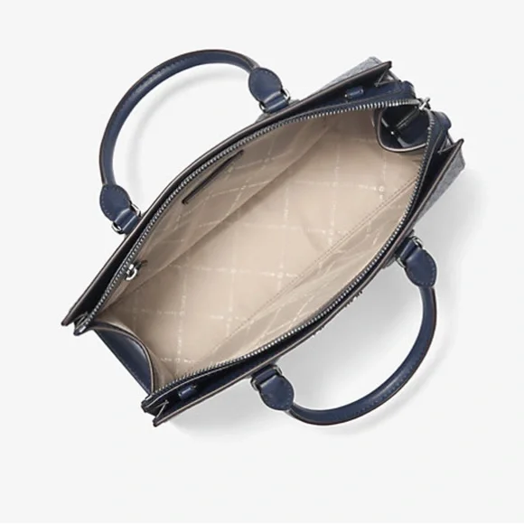 MICHAEL KORS Sheila Medium Ombré Signature Logo CZ Satchel Crossbody 
Navy 
NWT - Picture 2 of 16